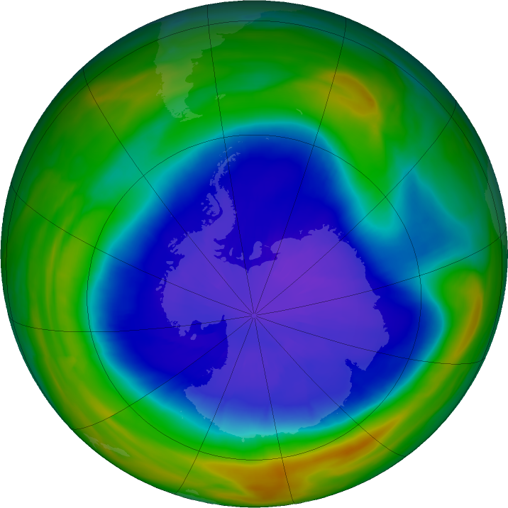 Antarctic ozone map for 17 September 2021
